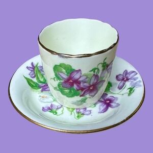Vintage Salesman Sample Sutherland Bone China Devon Violets Cup‎ and Saucer Set